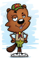 Confident Cartoon Female Beaver Scout