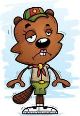 Sad Cartoon Female Beaver Scout