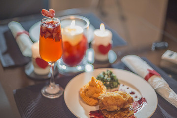 Valentine´s day, dinner scene and love