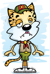 Sad Cartoon Female Bobcat Scout