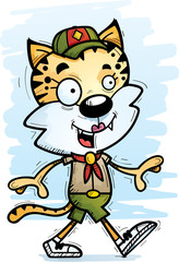 Cartoon Female Bobcat Scout Walking