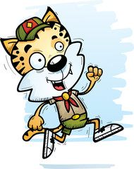 Cartoon Male Bobcat Scout Running