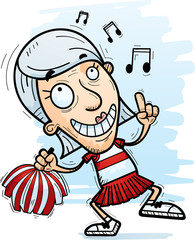 Cartoon Senior Citizen Cheerleader Dancing