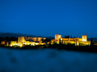 photography during the sunset of the Alhambra in Granada in Andalusia