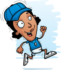 Cartoon Black Woman Coach Running