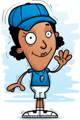 Obraz premium Cartoon Black Woman Coach Waving