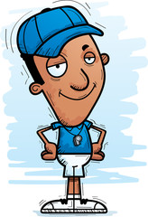 Obraz premium Confident Cartoon Black Man Coach