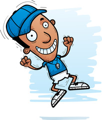 Cartoon Black Man Coach Jumping