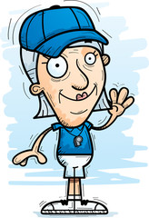 Cartoon Senior Coach Waving