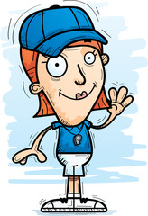 Obraz premium Cartoon Woman Coach Waving