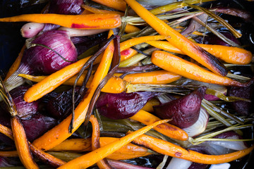 stewed carrots and purple onion