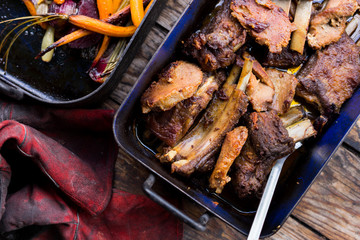 delicious baked pork with herbs and spices