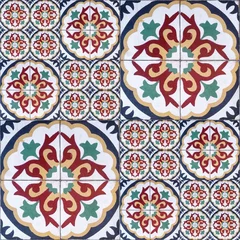Crédence de cuisine en plexiglas Tuiles marocaines Modèle sans couture décoratif ethnique de tuiles colorées avec des ornements qui se connectent parfaitement