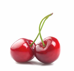 Ripe juicy cherry on white background