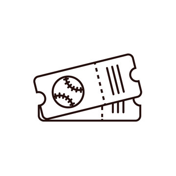 Baseball or softball ticket thin line icon on isolated background. Base ball card sign, symbol, pictogram, design element in outline style.