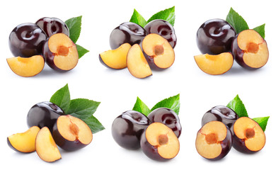 plums isolated on white