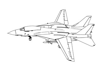Fototapeta na wymiar sketch of military airplane vector