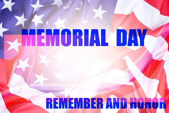 Memorial Day background with american flag remember and honor,greeting banner template and design background.