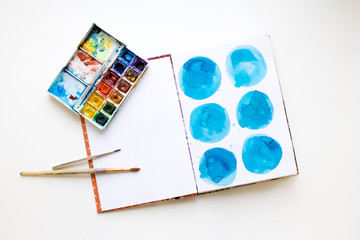 Flat lay artist space.