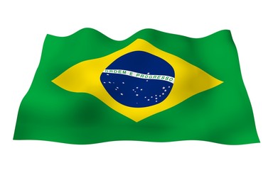 Waving flag of Brazil. Ordem e Progresso. Order and progress. Rio de Janeiro. South America. State symbol.