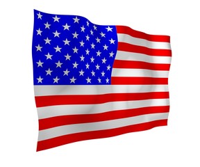 Fototapeta premium Waving flag of the United States of America. Stars and Stripes. State symbol of the USA