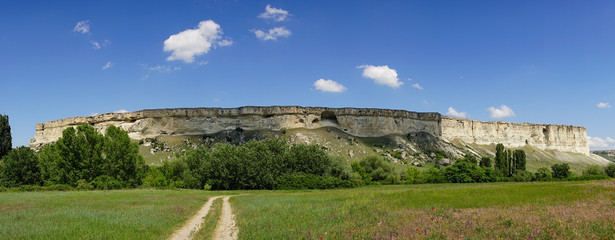 Panorama of the mountain landscape of AK-Kay in the Crimea.