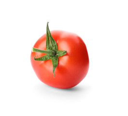 Fresh ripe whole tomato on white background