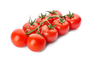 Fresh ripe red tomatoes on white background