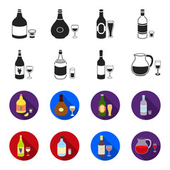 White wine, red wine, gin, sangria.Alcohol set collection icons in black,flet style vector symbol stock illustration web. © pandavector
