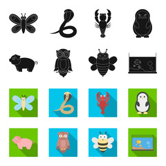 An unrealistic black,flet animal icons in set collection for design. Toy animals vector symbol stock web illustration. © pandavector