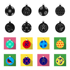 New Year Toys black,flet icons in set collection for design.Christmas balls for a treevector symbol stock web illustration. © pandavector