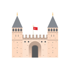 Topkapi Palace, Istanbul Turkey Isolated Vector Illustration