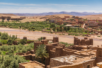 River passing through Ait Benhaddou desert village in Morocco
