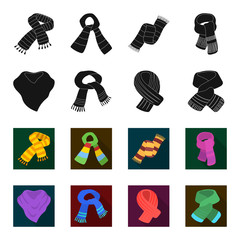 Various kinds of scarves, scarves and shawls. Scarves and shawls set collection icons in black,flet style vector symbol stock illustration web. © pandavector