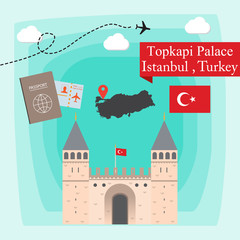 Naklejka premium Topkapi Palace, Istanbul Turkey Concept Vector Illustration