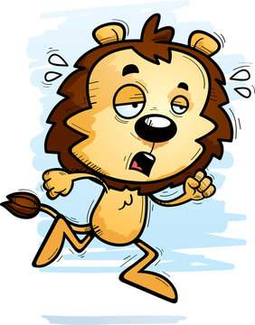 Exhausted Cartoon Male Lion