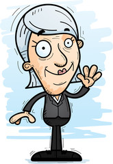 Cartoon Senior Businesswoman Waving