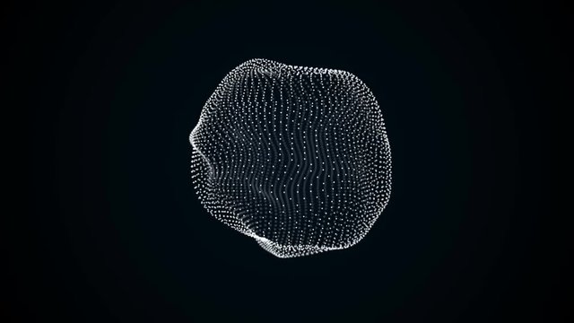 Seamless abstract animation metamorphosis of amorphous shape from dots and lines