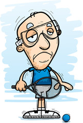 Sad Cartoon Senior Racquetball Player