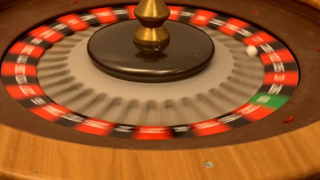 Close up view of roulette wheel spinning fast