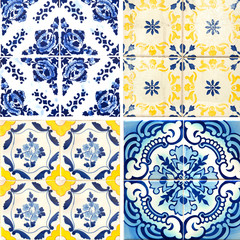 Collection of orange patterns tiles