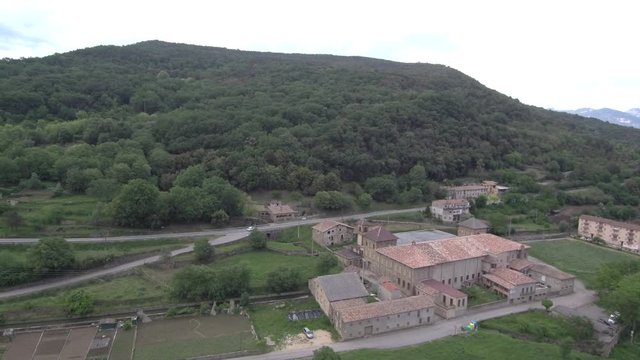 Catalonia. Aerial view in Castellfollit de la Roca. Spain. 4k Drone Video