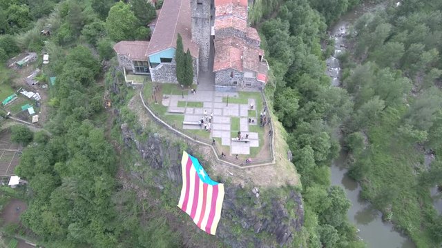 Castellfollit de la Roca, village of Catalonia,Spain. Drone Footage