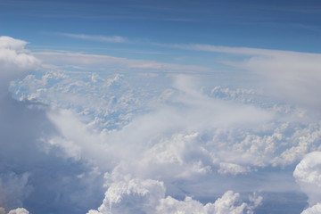 Blue sky with white clouds, copy space.
