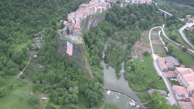 Castellfollit de la Roca, village of Catalonia,Spain. Drone Footage