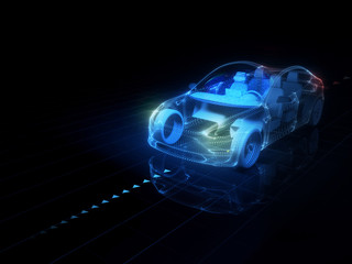 Obraz na płótnie Canvas Driverless autonomous vehicle with lidar technology