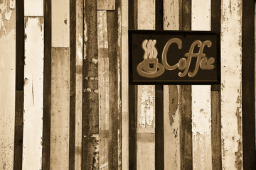 Wooden wall for coffee shop