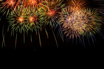 Fireworks celebration and the night sky background.