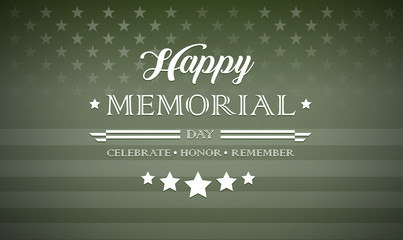 Happy Memorial Day typography military green style vector