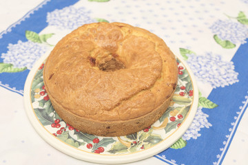 Chiffon Cake salted. Rsustica cake with salami and cheese.